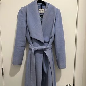 Cole Haan blue wrap wool coat size 4